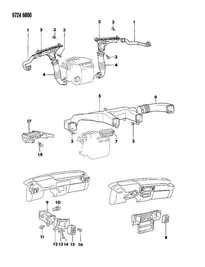 1989 Dodge Ram 50 Air Ducts & Outlets Diagram