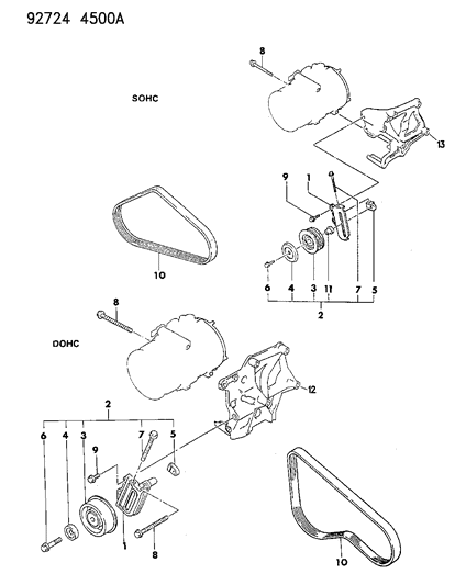 1993 Dodge Stealth PULLEY-A/C Tension Diagram for MB609655