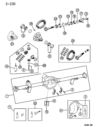 1995 Jeep Wrangler Housing & Differential, Rear Axle Diagram 4