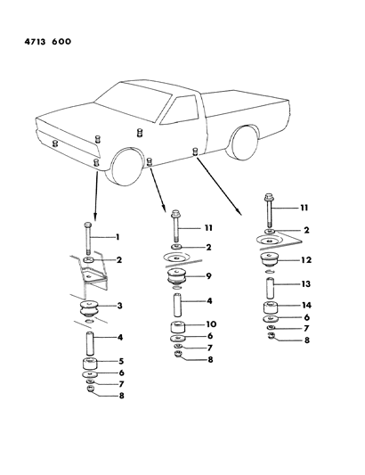 1984 Dodge Ram 50 Body Hold Down Diagram