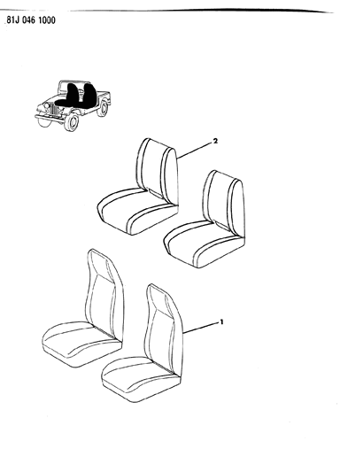 1985 Jeep Wrangler Frame & Pad Front Bucket Seat Diagram