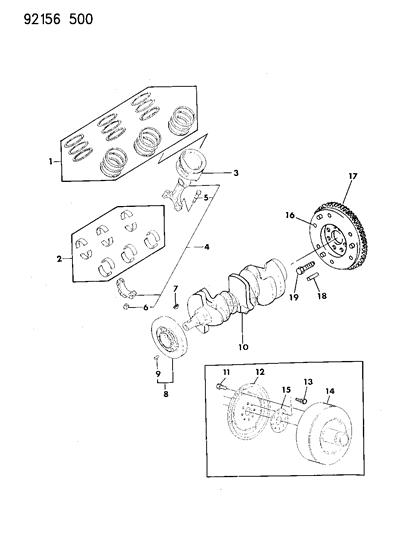 1992 Dodge Shadow Crankshaft , Pistons And Torque Converter Diagram 3