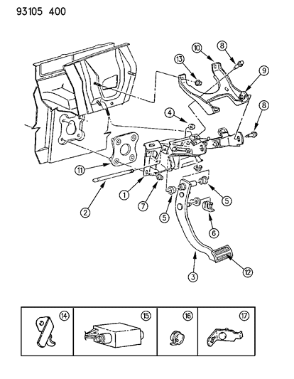 1993 Chrysler Imperial RETAINER-Brake Stop Lamp Switch Diagram for 6031704
