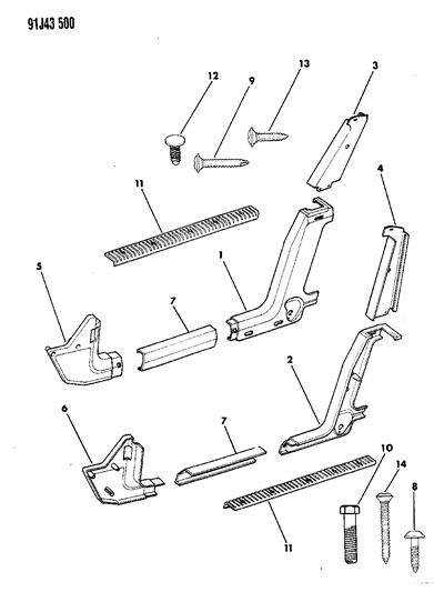 1993 Jeep Cherokee Panels - Interior Trim, Front Diagram 1
