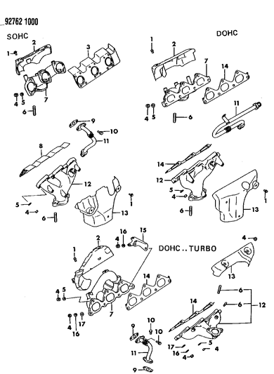 1992 Dodge Stealth Intake & Exhaust Manifold Diagram 1