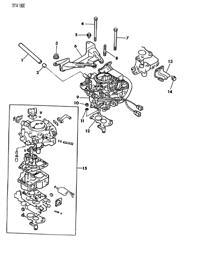 1985 Chrysler Laser Carburetor, Gaskets And Attaching Parts Diagram