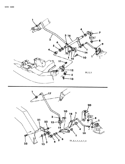 1984 Dodge Ramcharger Controls, Gearshift, Lower Diagram