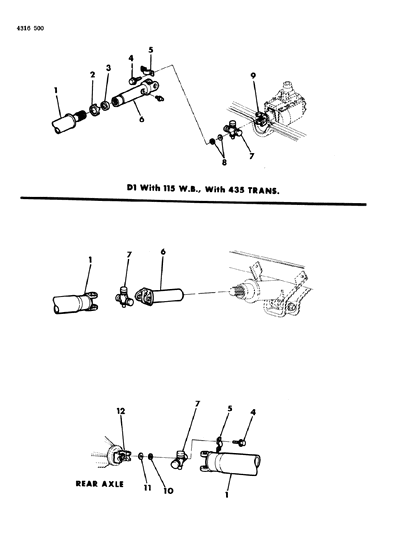 1985 Dodge W150 Propeller Shaft, Single And Universal Joint Diagram 1