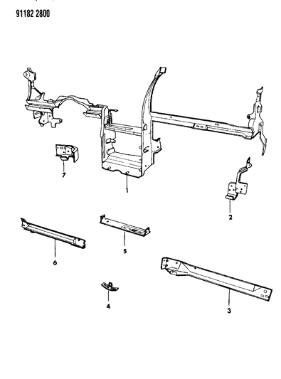 1991 Dodge Daytona Instrument Panel Reinforcement Diagram