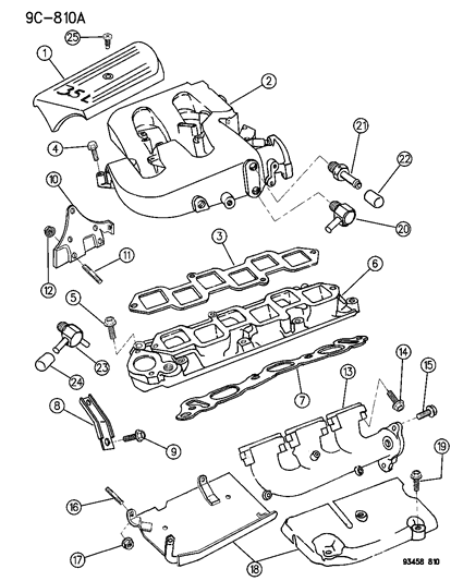 1995 Chrysler LHS Manifolds - Intake & Exhaust Diagram 2
