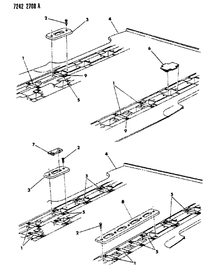 1987 Dodge Caravan Seat - Rear Attachments Floor Pan Diagram