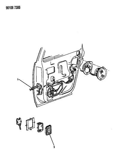 1990 Chrysler LeBaron Wiring & Switches - Rear Door Diagram