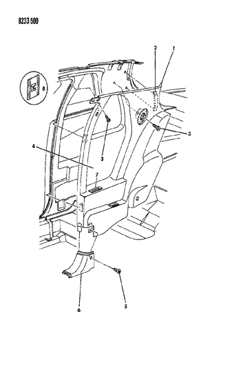 1988 Chrysler LeBaron Panel - Quarter Trim Diagram 1