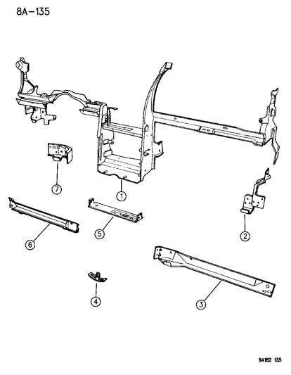 1994 Chrysler LeBaron Instrument Panel Reinforcement Diagram