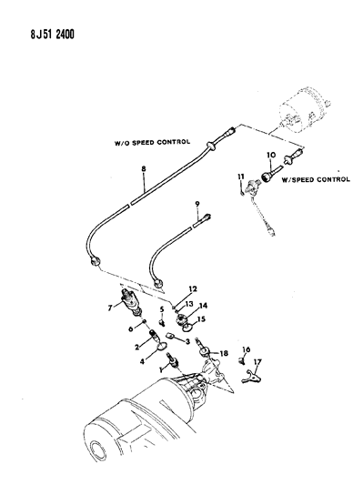 1987 Jeep Wrangler Cable, Speedometer With Pinion And Adapter Diagram