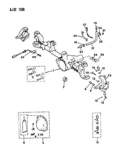 1990 Jeep Wagoneer Housing - Front Axle Diagram 3
