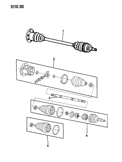 1992 Chrysler Town & Country Shafts - Rear Axle Diagram