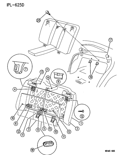 1995 Dodge Neon Rear Seat Attaching Parts Diagram