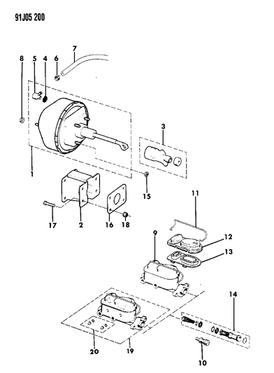 1992 Jeep Wrangler Clamp-Hose To Master Cylinder RESV Diagram for 52007898