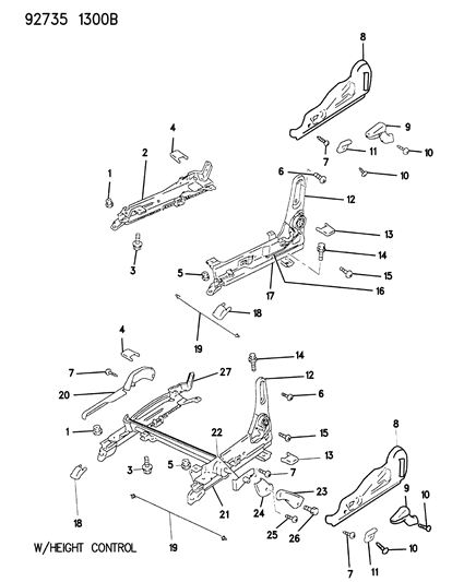 1994 Dodge Colt Wire, Front Seat Diagram for MB874502