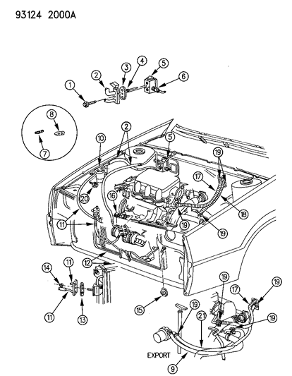 1993 Chrysler LeBaron Plumbing - A/C & Heater Diagram 1