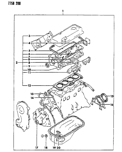 1988 Dodge Colt Engine Gasket Sets Diagram 2