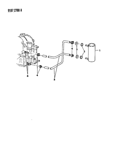 1989 Dodge Shadow Oil Cooler - Water Cooled Diagram