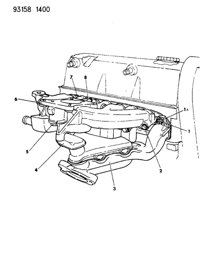 1993 Dodge Shadow Manifolds - Intake & Exhaust Diagram 1