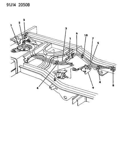 1993 Jeep Grand Wagoneer Fuel Lines, Rear Diagram