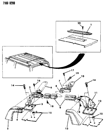 1987 Chrysler LeBaron Roof Luggage Rack Diagram