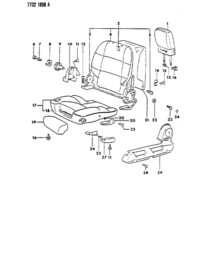 1987 Chrysler Conquest Front Seat - High Back Bucket Diagram 1
