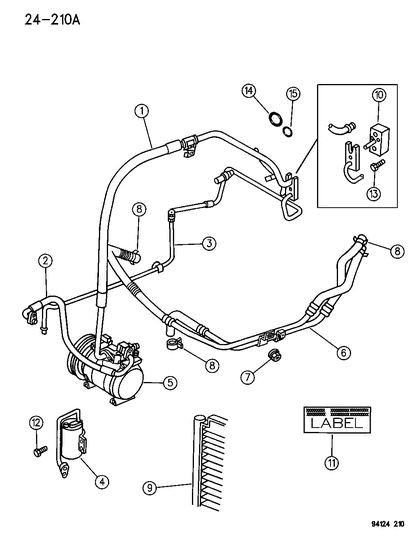 1996 Dodge Caravan Plumbing - Heater & A/C Diagram 1