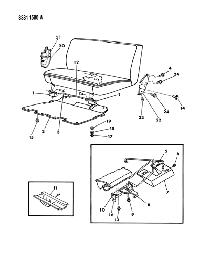 1988 Dodge W150 Seat - Rear Attaching Parts Diagram