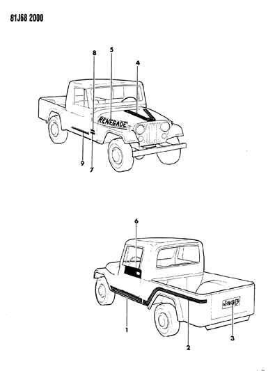 1986 Jeep Wrangler Decals, Exterior Diagram 12