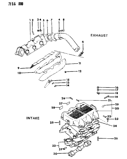 1987 Dodge Caravan Manifolds - Intake & Exhaust Diagram 4