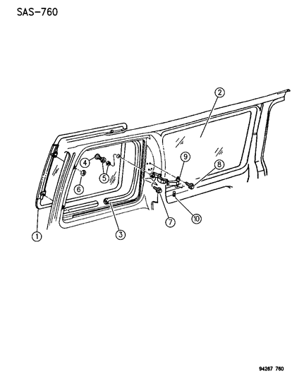 1995 Dodge Caravan Glass - Body Side Aperture Diagram
