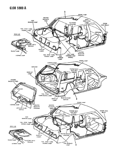 1986 Chrysler Town & Country Wiring - Body & Accessories Diagram 1