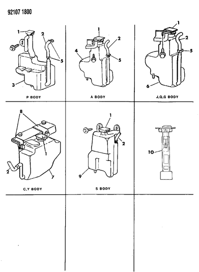 1992 Chrysler Town & Country Coolant Reserve Tank Diagram