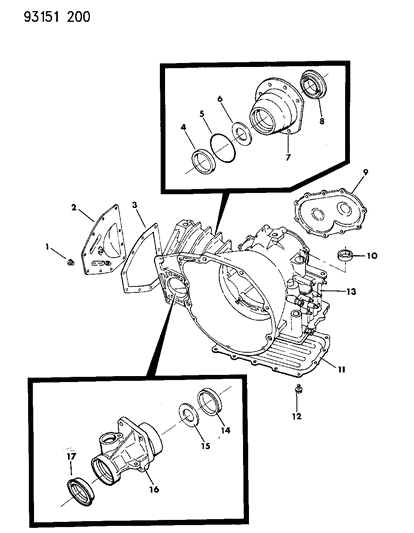 1993 Dodge Shadow Case, Extension And Retainer Diagram