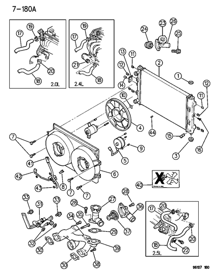 1996 Dodge Stratus Radiator & Related Parts Diagram