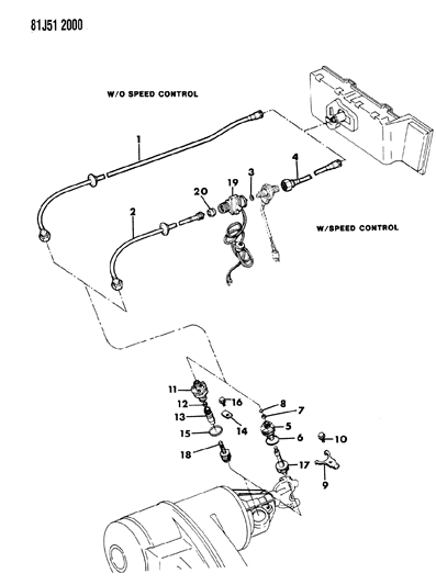 1984 Jeep Cherokee Cable, Speedometer & Pinion Diagram