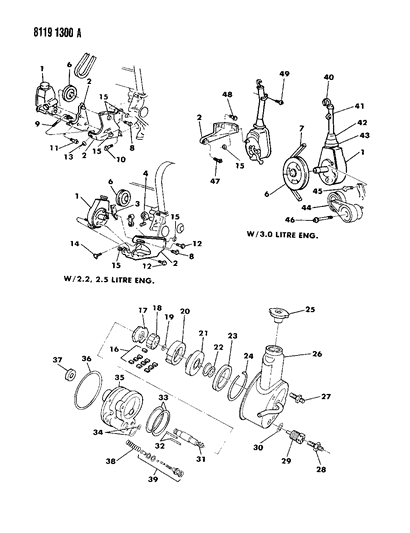 1988 Dodge Aries Power Steering Pump & Attaching Parts Diagram