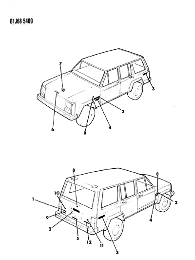 1984 Jeep Wagoneer Nameplates Diagram 3