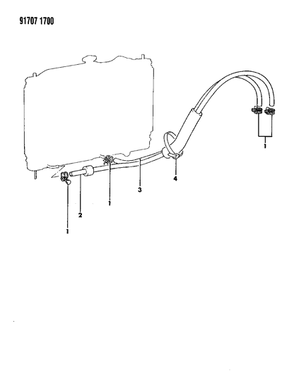 1991 Dodge Colt Hose T/M Oil Cooler Line Diagram for MB010582