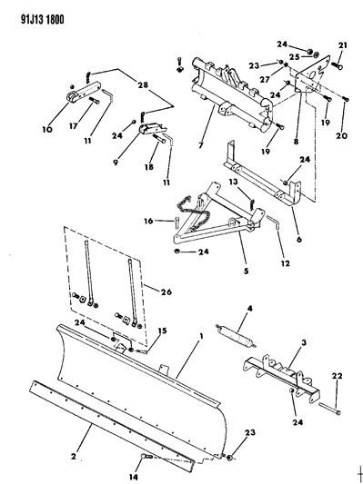 1993 Jeep Cherokee Snow Plow Moldboard & Mounting Diagram