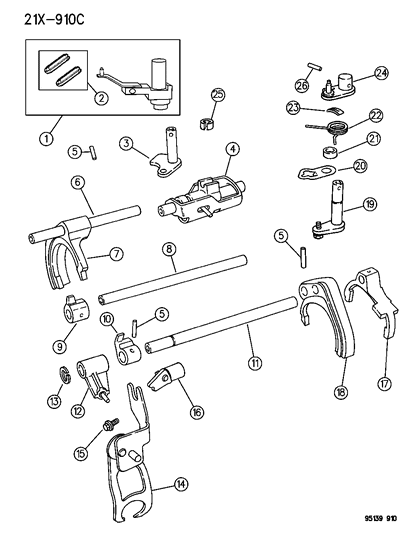 1995 Dodge Neon Fork & Rail Diagram