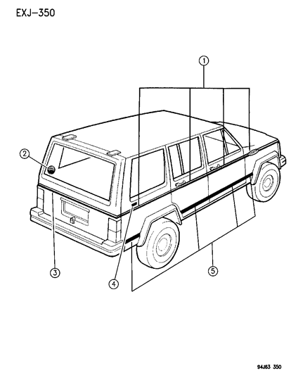 1996 Jeep Cherokee Decals & Tape Stripes Diagram 1