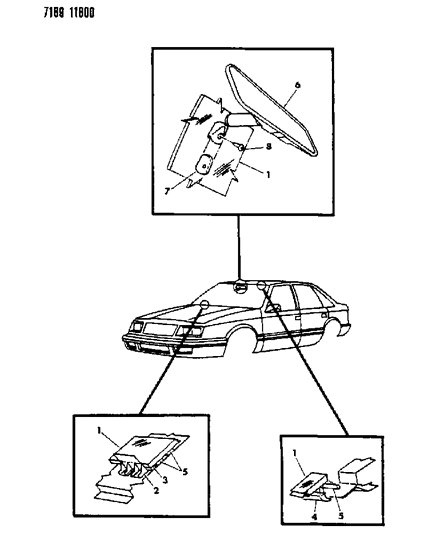 1987 Dodge Lancer Glass - Windshield & Mirror Diagram