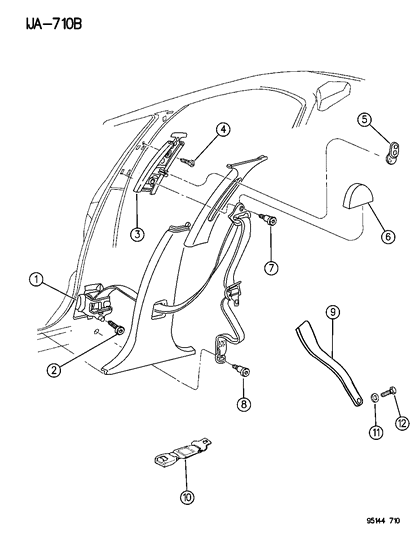 1995 Chrysler Cirrus Front Seat Outer Belt Diagram for FG62REE