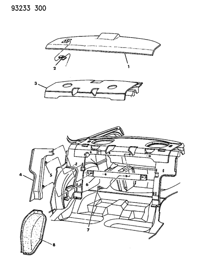 1993 Chrysler LeBaron Shelf Panel And Related Parts Diagram